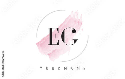 EG E G Watercolor Letter Logo Design with Circular Brush Pattern.