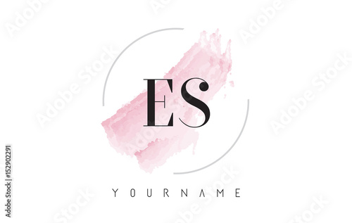 ES E S Watercolor Letter Logo Design with Circular Brush Pattern.