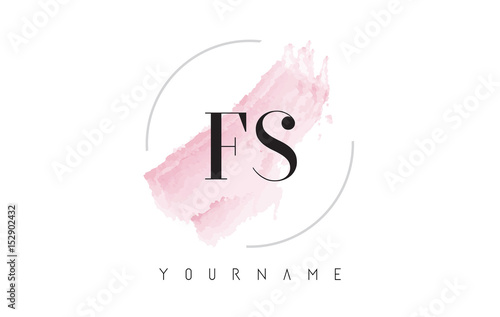 FS F S Watercolor Letter Logo Design with Circular Brush Pattern. photo