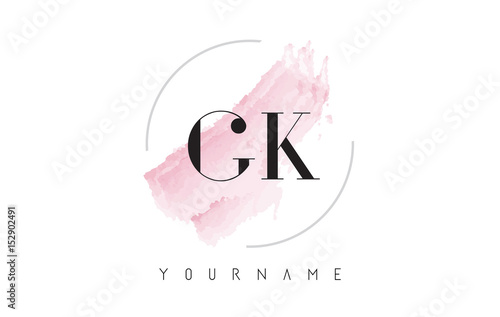GK G K Watercolor Letter Logo Design with Circular Brush Pattern.