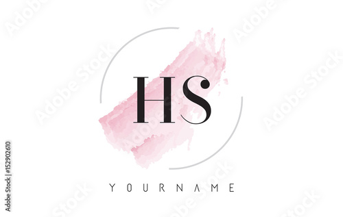 Canvastavla HS H S Watercolor Letter Logo Design with Circular Brush Pattern.