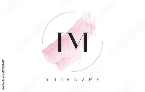 IM I M Watercolor Letter Logo Design with Circular Brush Pattern.
