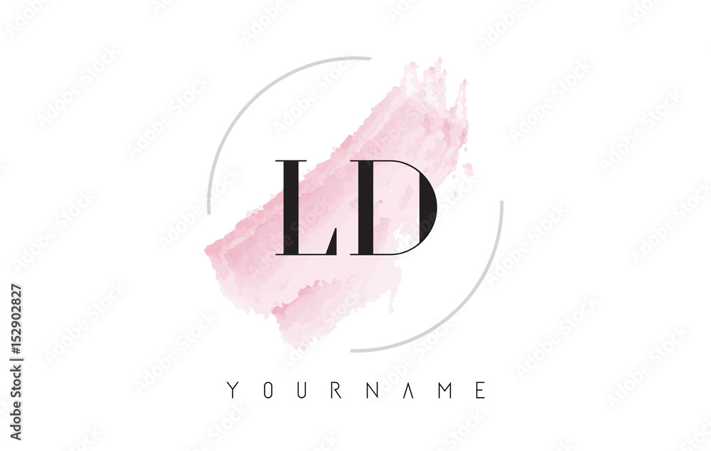 LD L D Watercolor Letter Logo Design with Circular Brush Pattern. - obrazy, fototapety, plakaty 