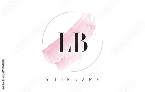 LB L B Watercolor Letter Logo Design with Circular Brush Pattern.