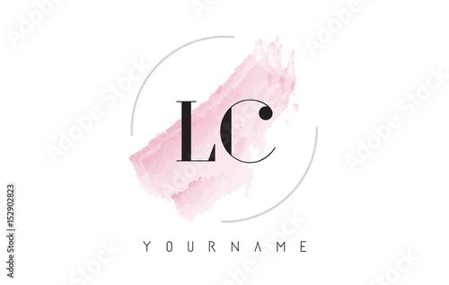 LC L C Watercolor Letter Logo Design with Circular Brush Pattern.