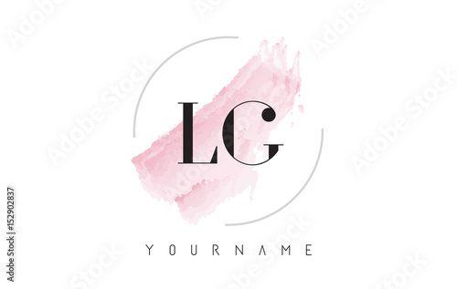 LG L G Watercolor Letter Logo Design with Circular Brush Pattern.