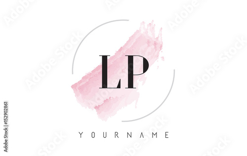 LP L P Watercolor Letter Logo Design with Circular Brush Pattern.