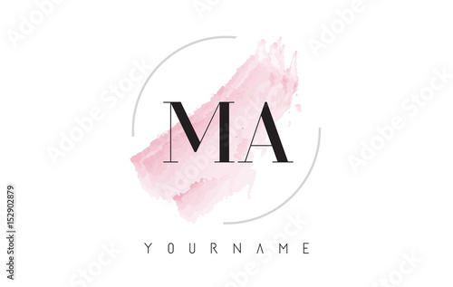 MA M A Watercolor Letter Logo Design with Circular Brush Pattern.