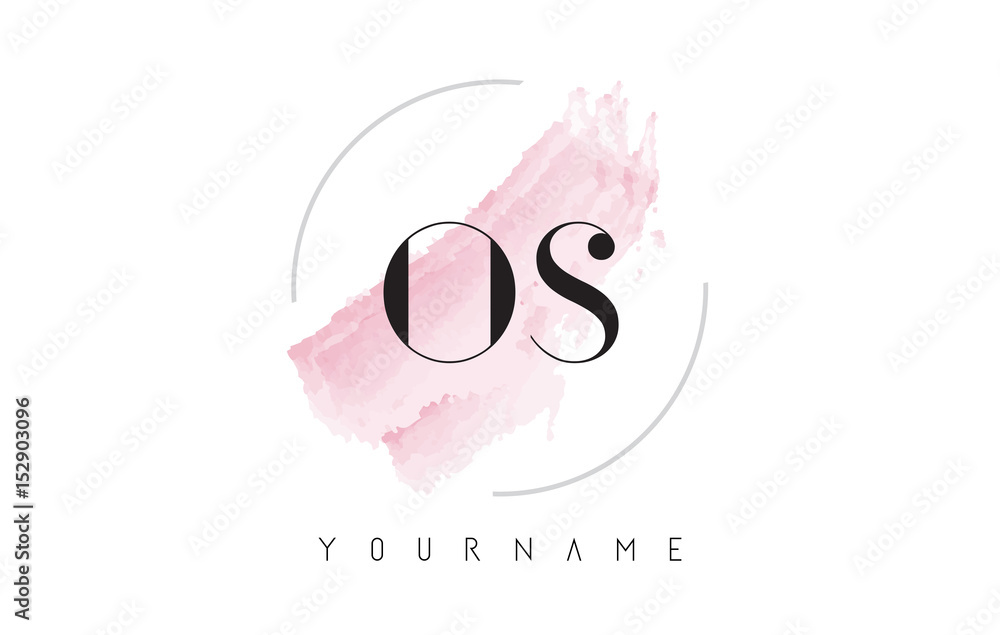 OS O S Watercolor Letter Logo Design with Circular Brush Pattern. - obrazy, fototapety, plakaty 