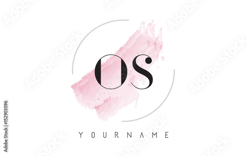 OS O S Watercolor Letter Logo Design with Circular Brush Pattern.