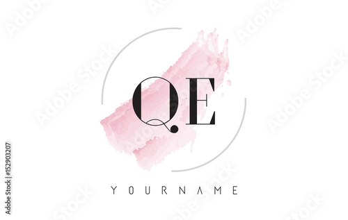 QE Q E Watercolor Letter Logo Design with Circular Brush Pattern. photo