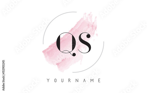 QS Q S Watercolor Letter Logo Design with Circular Brush Pattern.