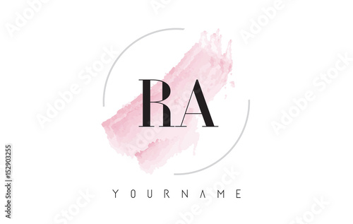 RA R Q Watercolor Letter Logo Design with Circular Brush Pattern.