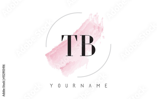 TB T B Watercolor Letter Logo Design with Circular Brush Pattern.