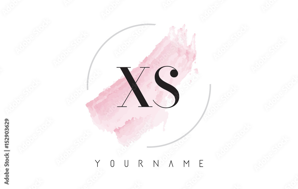 Obraz XS XS akwarela list Logo Design z okrągłym wzorem pędzla.