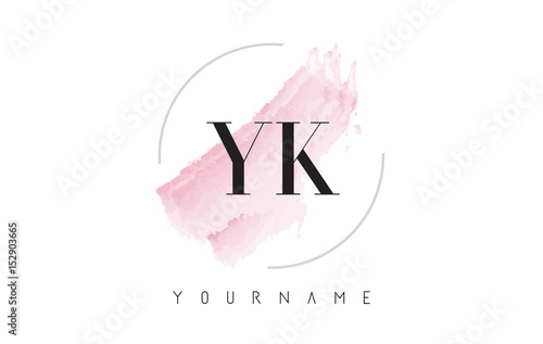 YK Y K Watercolor Letter Logo Design with Circular Brush Pattern. photo