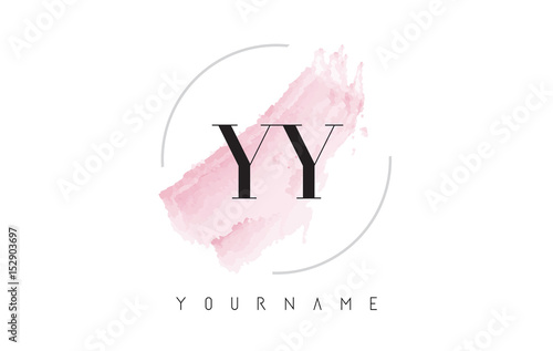 YY Y Watercolor Letter Logo Design with Circular Brush Pattern.