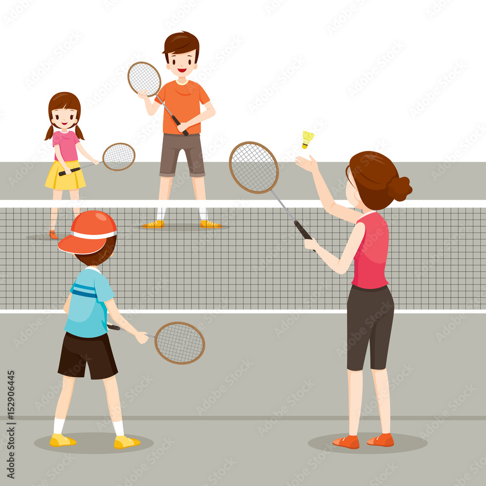 Family Playing Badminton For Good Health, Healthy, Exercise, Sport,  Activity, Body, Vacations, Holiday, Relationship Stock Vector | Adobe Stock