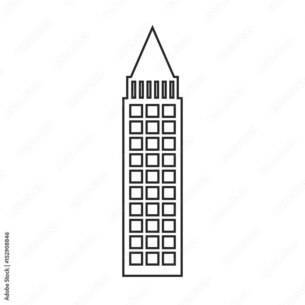 silhouette of building skyscraper with cusp triangle vector illustration