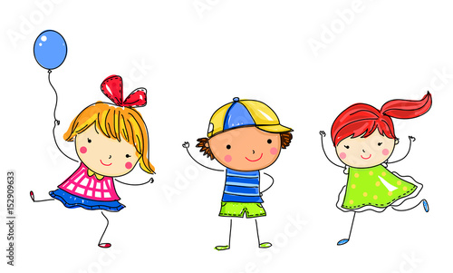 Group of kids,drawing sketch