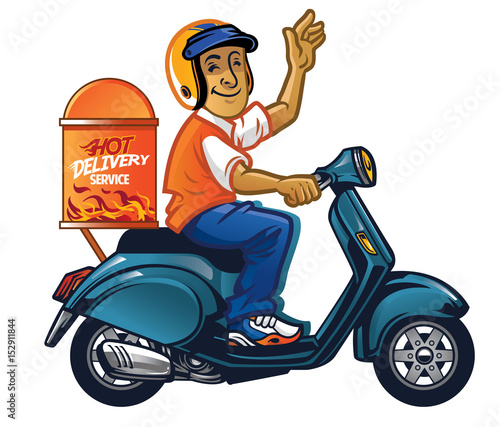 delivery man with scooter photo