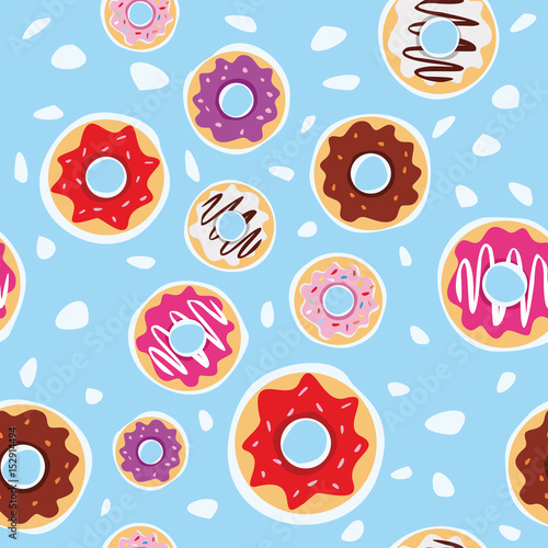 seamless donuts pattern with blue background vector design