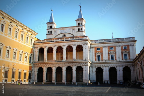 The northern facade of the Basilica of St. John the Baptist on the Lateran Hill or Basilica di San Giovanni in Laterano, a baptistery