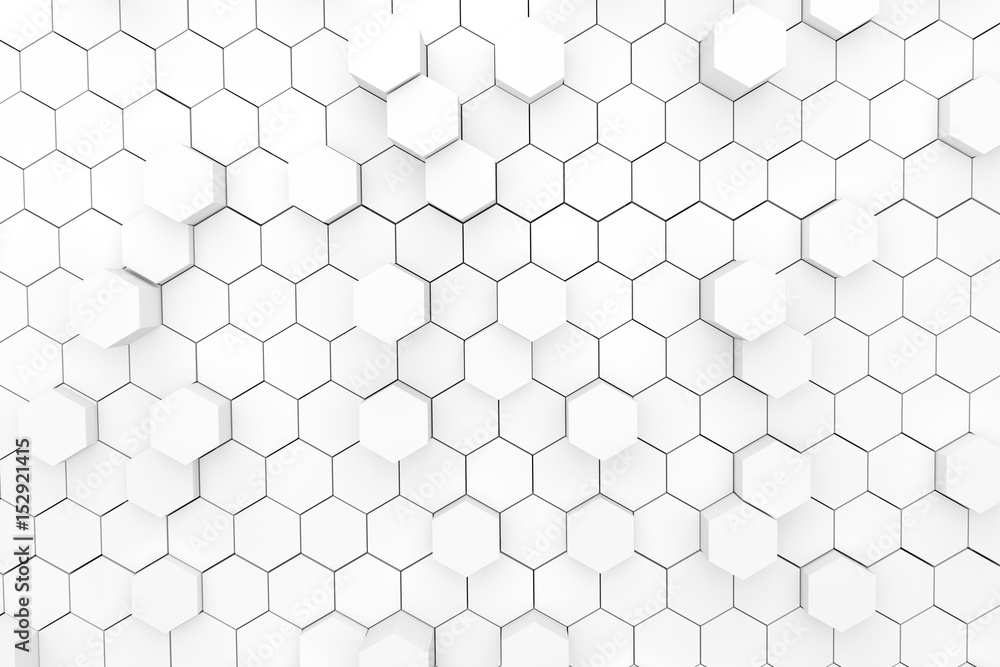 white abstract background hexagons geometric style in 3D rendering white abstract background hexagons geometric style in 3D rendering