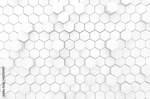 white abstract background hexagons geometric style in 3D rendering