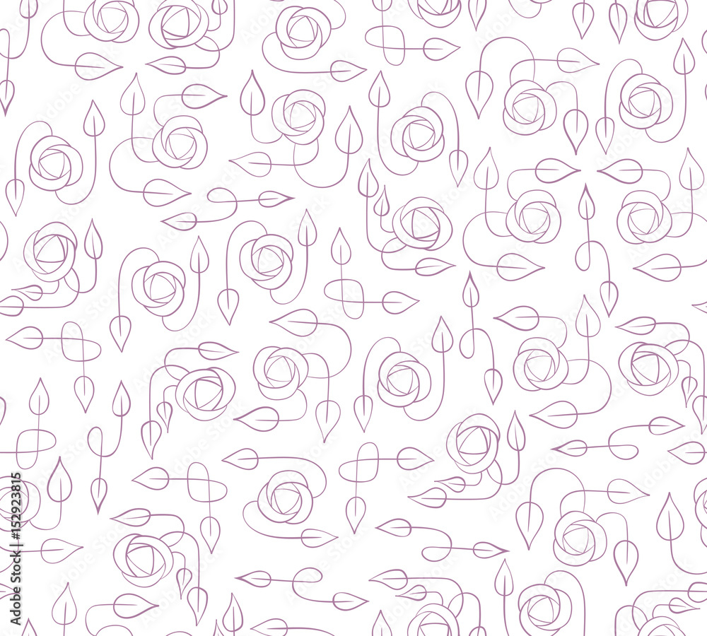 Seamless pattern stylized rose flowers and leaves with knots. Vector illustration. Seamless pattern stylized rose flowers and leaves with knots. Vector illustration.