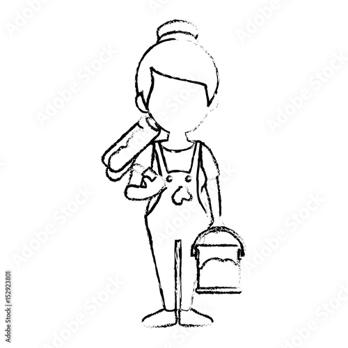 Woman worker cartoon icon vector illustration graphic design