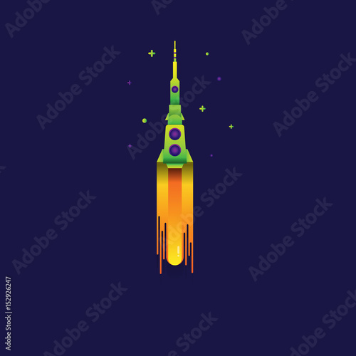 Space rocket launch Color gradation. sign symbol for web, modern design vector on blue background. logo. icon.