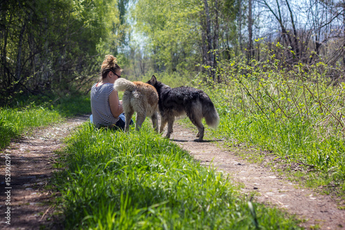 girl is with two dogs © Anastassiya 