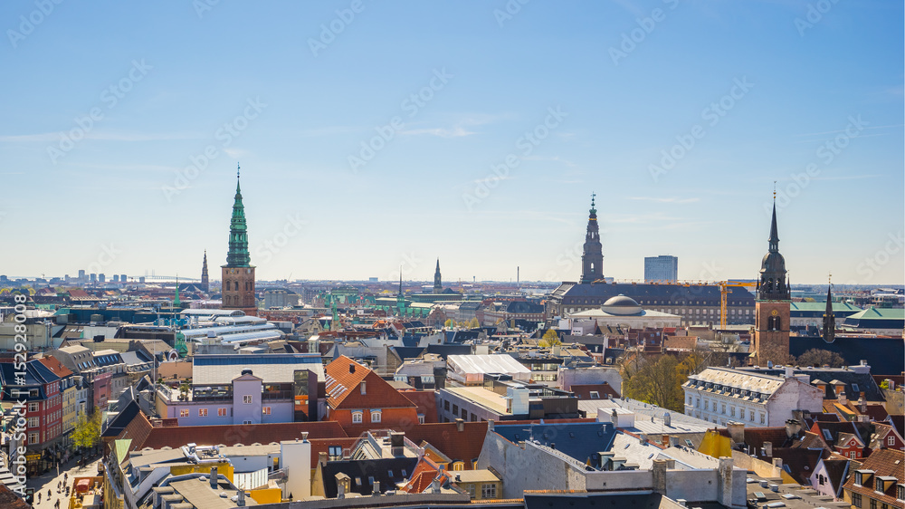 Copenhagen city skyline in Copenhagen, Denmark