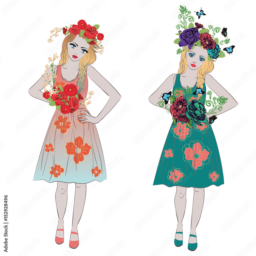 Spring Girl with Flowers Spring Girl with Flowers