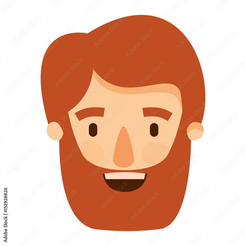 colorful image caricature front view bearded man with moustache and hairstyle vector illustration
