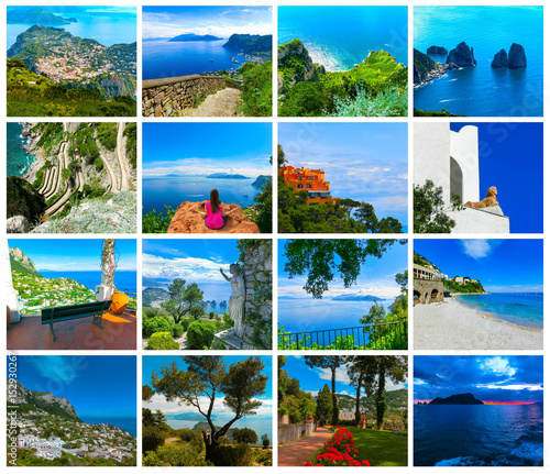 Collage from views of Capri, beautiful and famous island
