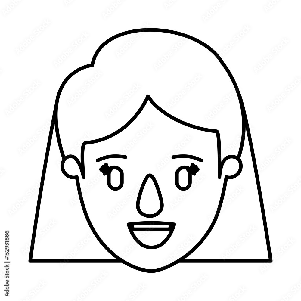 silhouette image caricature front view face closeup woman with short hairstyle vector illustration silhouette image caricature front view face closeup woman with short hairstyle vector illustration
