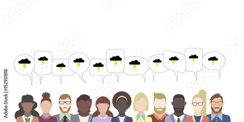 Leute mit Sprechblasen - Gewitterwolke