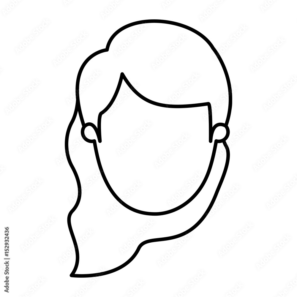 silhouette image caricature front view faceless woman with wavy side hair vector illustration silhouette image caricature front view faceless woman with wavy side hair vector illustration