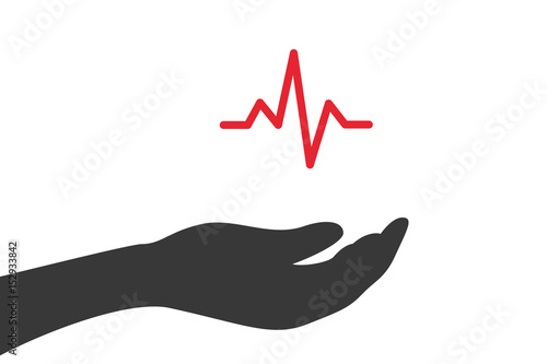 Hand hält Puls