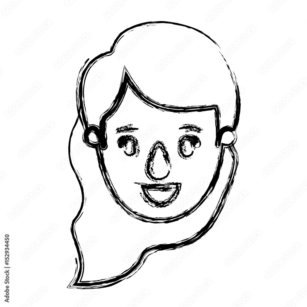 blurred silhouette caricature front view face woman with wavy side hairv vector illustration blurred silhouette caricature front view face woman with wavy side hairv vector illustration
