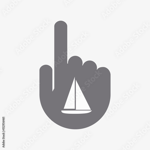 Isolated pointing hand with a ship