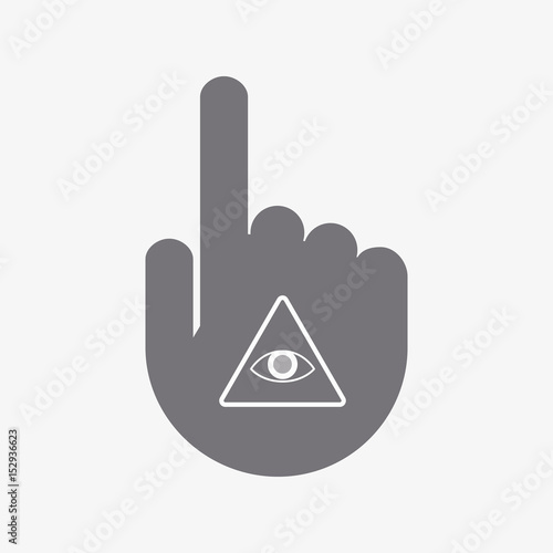 Isolated pointing hand with an all seeing eye