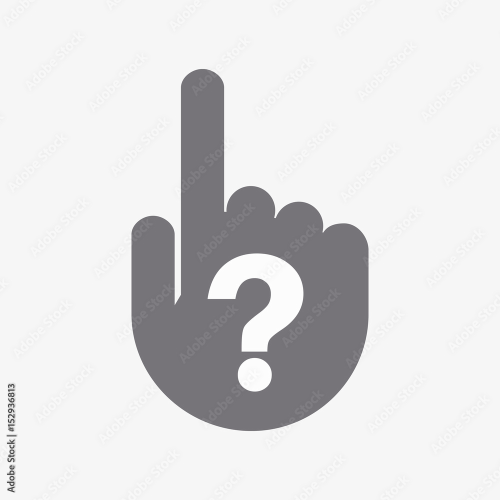 Isolated pointing hand with a question sign Isolated pointing hand with a question sign