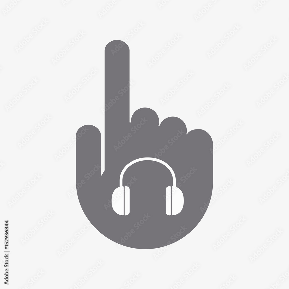 Isolated pointing hand with a earphones Isolated pointing hand with a earphones