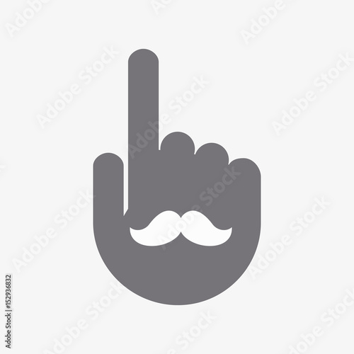 Isolated pointing hand with a moustache