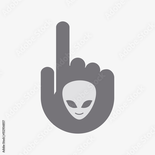 Isolated pointing hand with an alien face