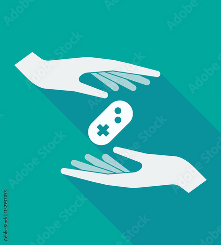 Long shadow hands with a game pad