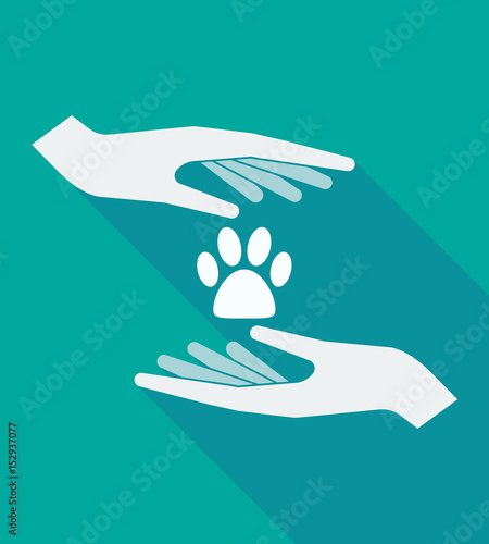 Long shadow hands with an animal footprint